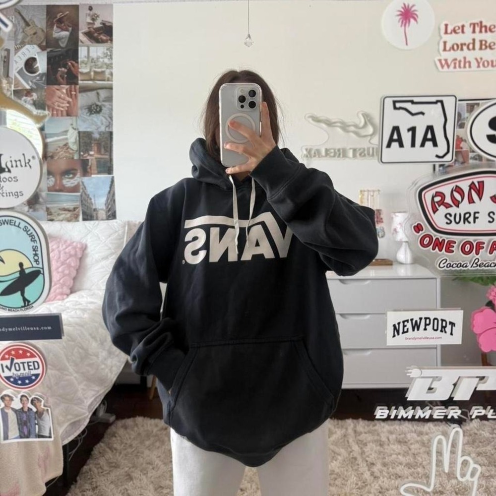 Dark grey and white vans hoodie